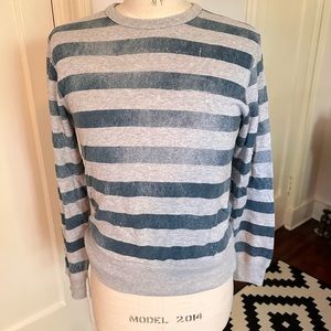 J. Crew Printed Stripe Cotton Crew Neck Sweatshirt- Size Small